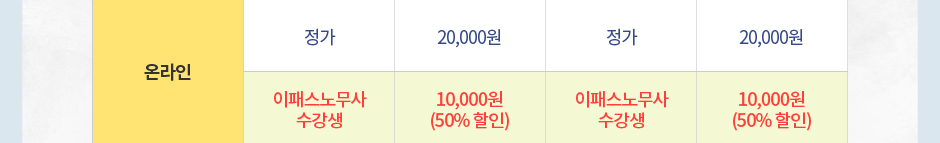 온라인 정가 20,000원 이패스노무사 수강생 10,000원(50%할인)